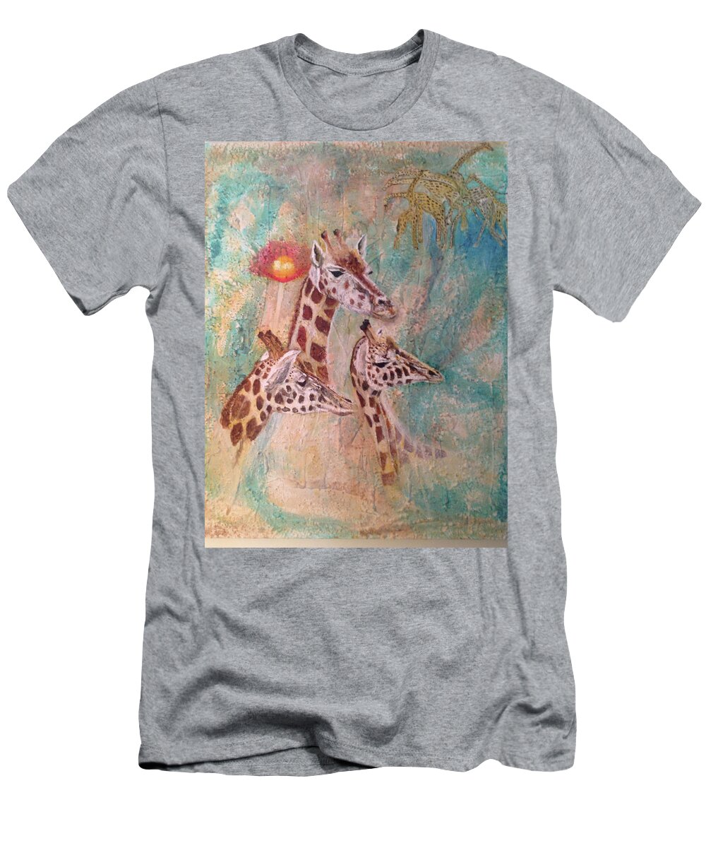 Endangered Species T-Shirt featuring the painting Giraffes by Toni Willey