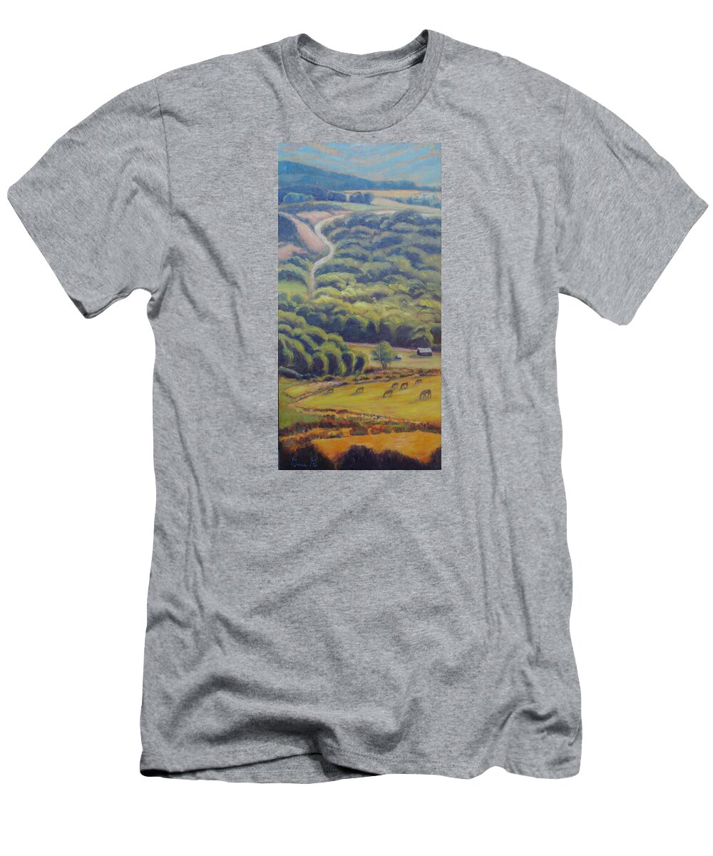 Oil On Panel T-Shirt featuring the painting Glow of the Rising Sun by Gina Grundemann