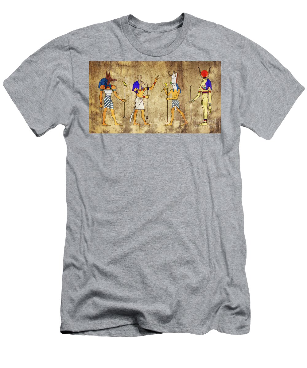 Anubis T-Shirt featuring the digital art Gods of Ancient Egypt by Michal Boubin