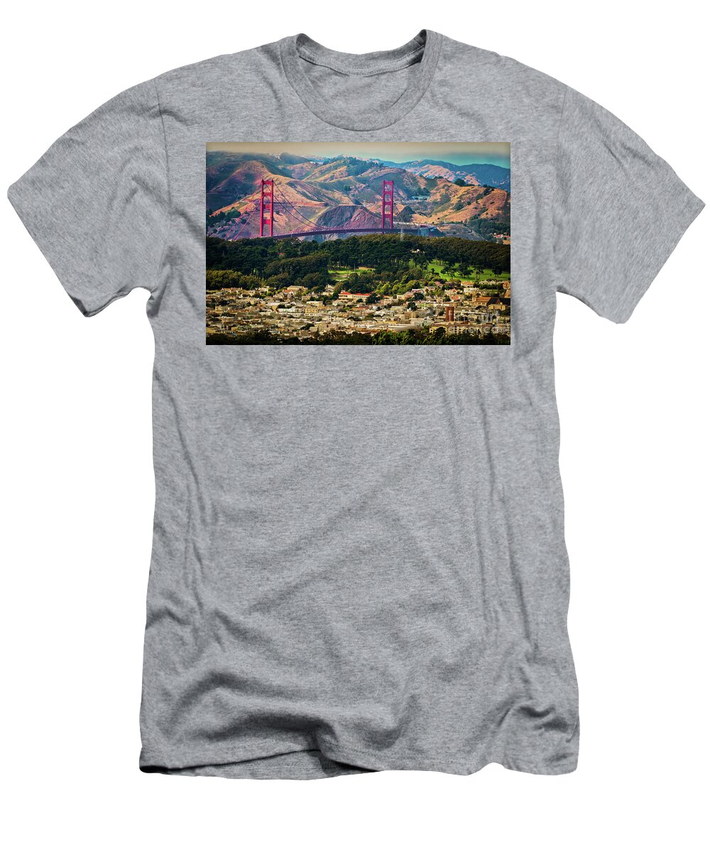 Sfo T-Shirt featuring the photograph Golden Gate Bridge - Twin Peaks by Doug Sturgess