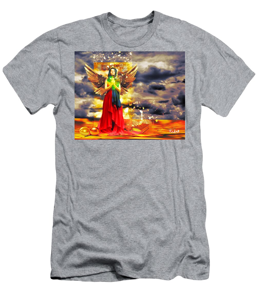 Angels T-Shirt featuring the digital art Golden Goddess of Gratitude by Serenity Studio Art