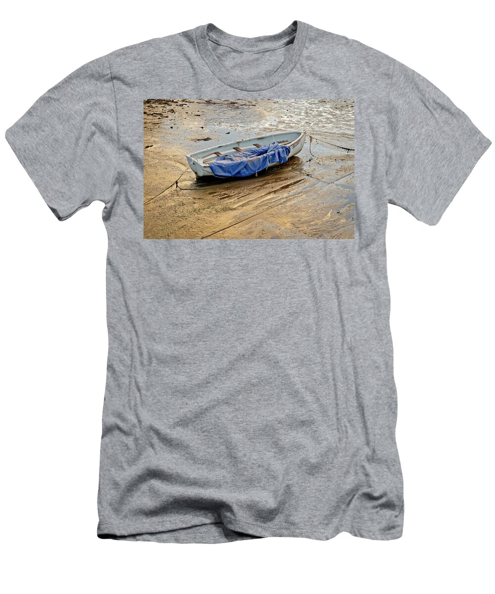 Golden T-Shirt featuring the photograph Golden sand for sea cadet boat. by Elena Perelman