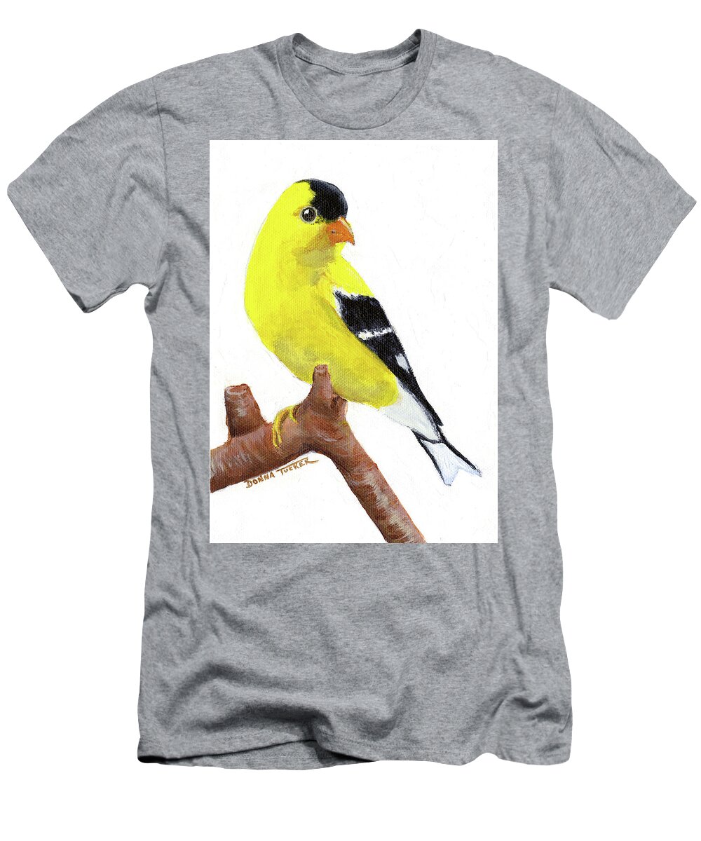 Bird T-Shirt featuring the painting Goldfinch by Donna Tucker