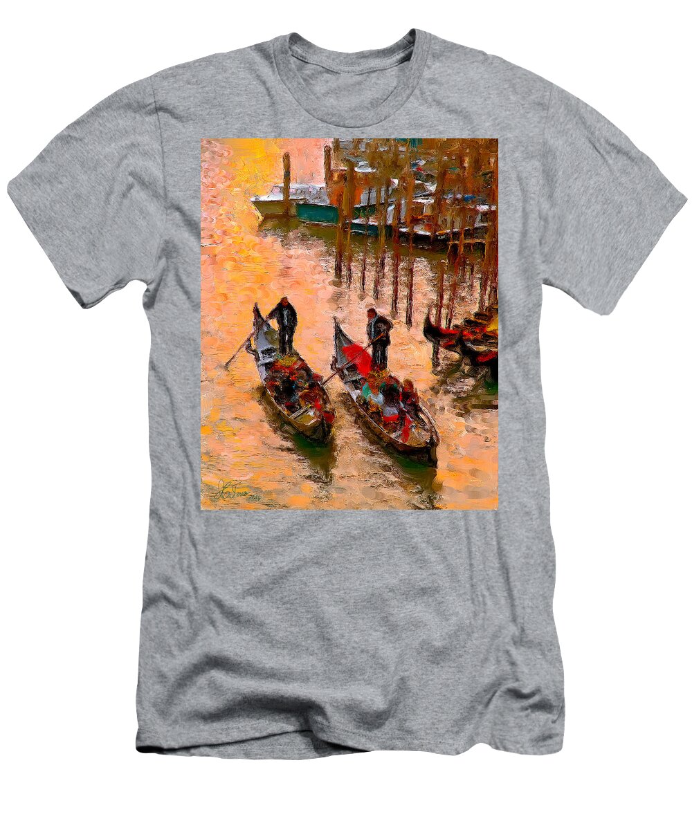Italia T-Shirt featuring the photograph Gondolieri by Juan Carlos Ferro Duque