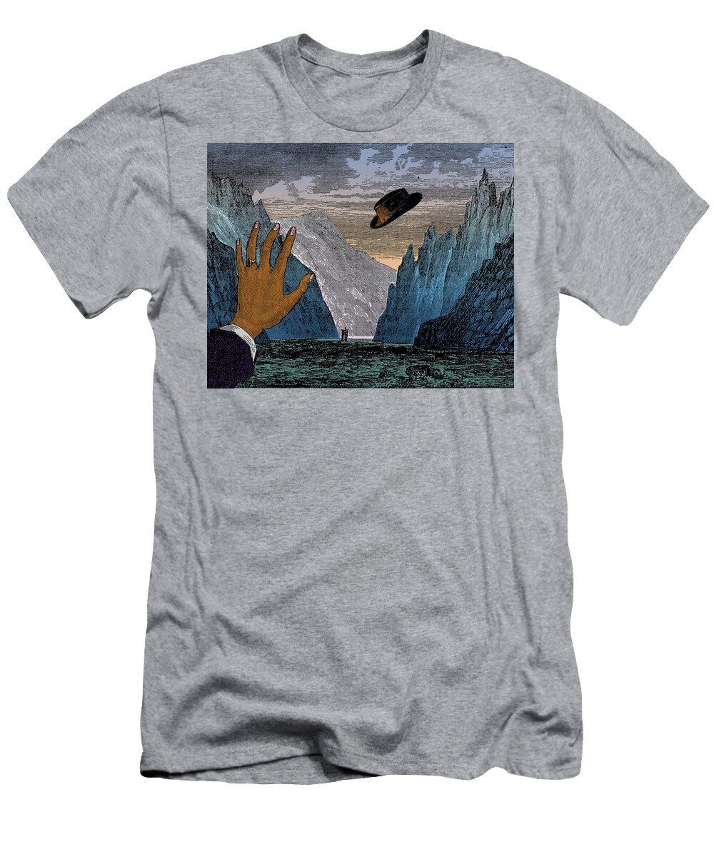 Digital Collage T-Shirt featuring the digital art Goodbye Pork Pie Hat by Eric Edelman