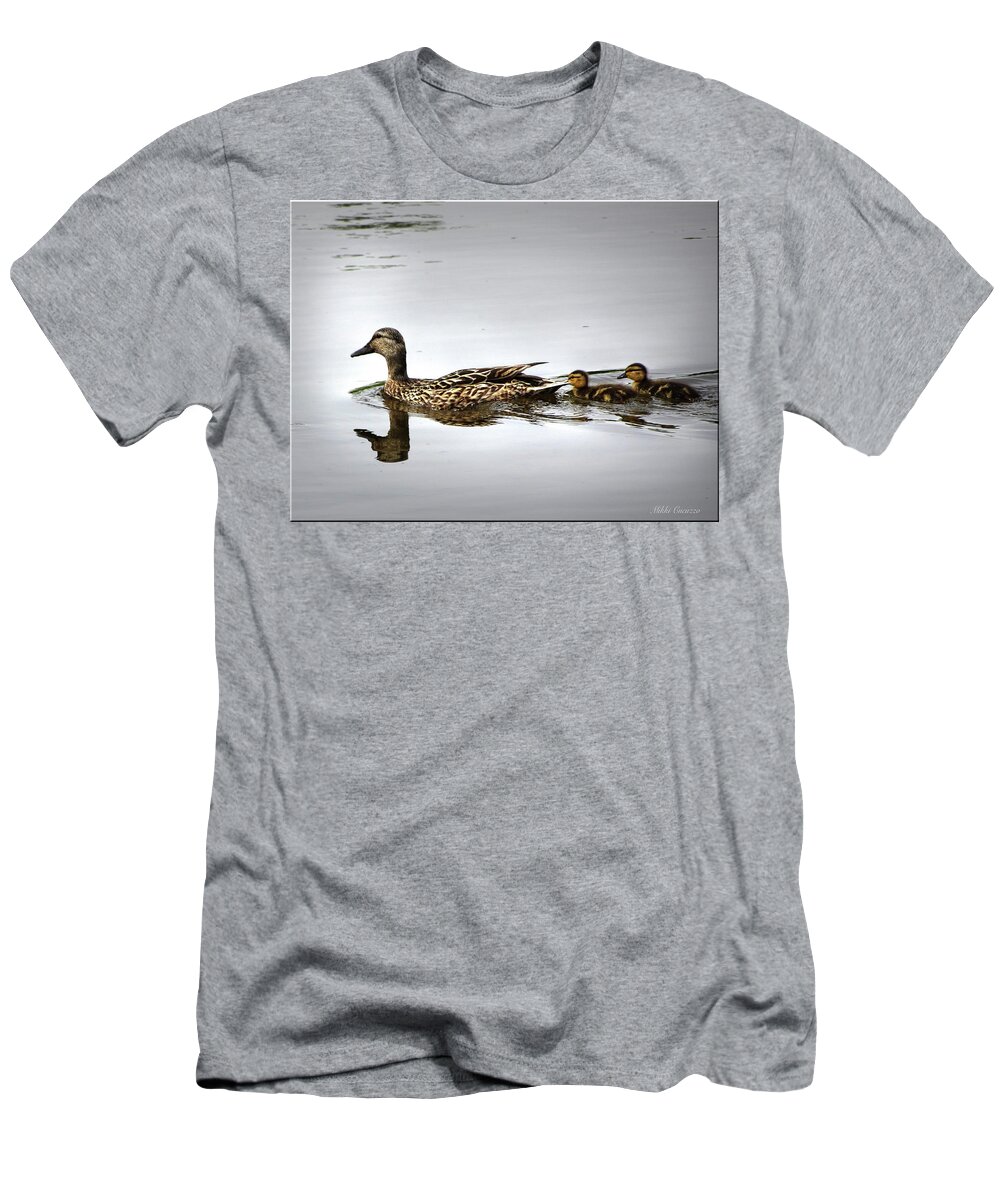 Fowl T-Shirt featuring the photograph Goose and goslings by Mikki Cucuzzo