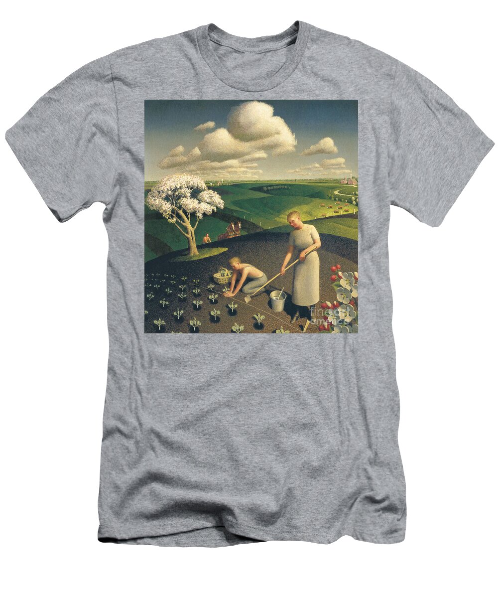 Grant Wood T-Shirt featuring the painting Grant Wood by MotionAge Designs