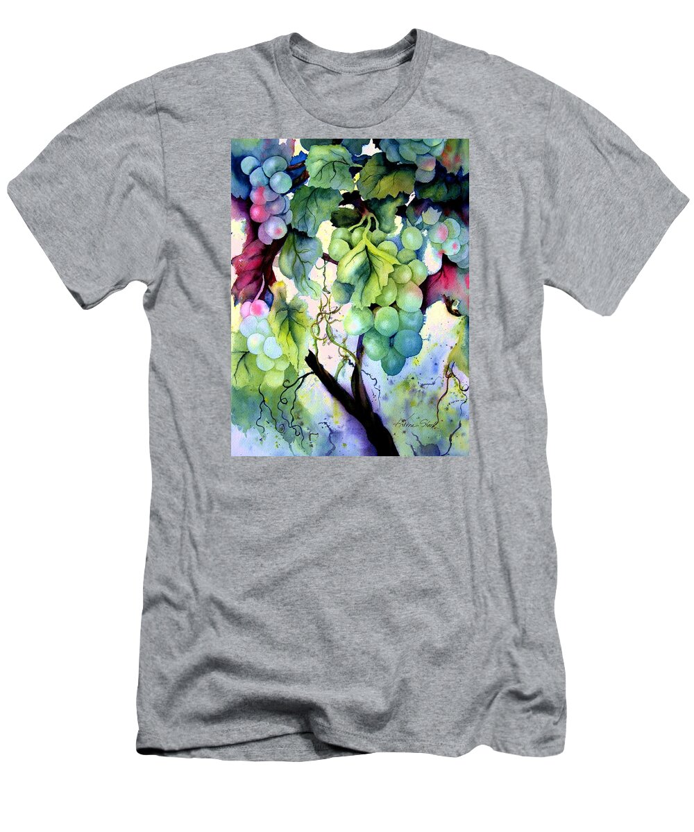 Grapes T-Shirt featuring the painting Grapes II by Karen Stark