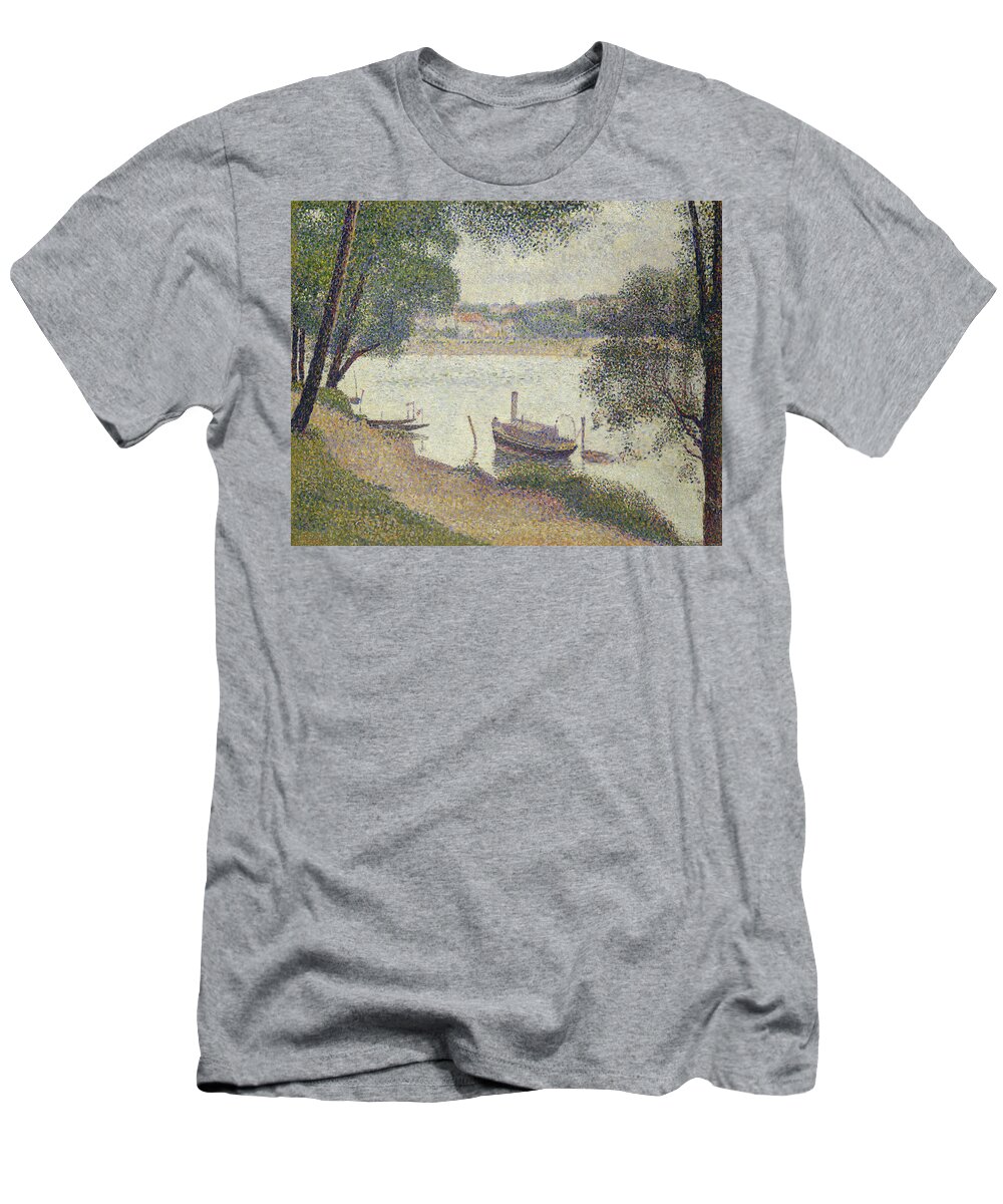 French Art T-Shirt featuring the painting Gray weather, Grande Jatte by Georges-Pierre Seurat