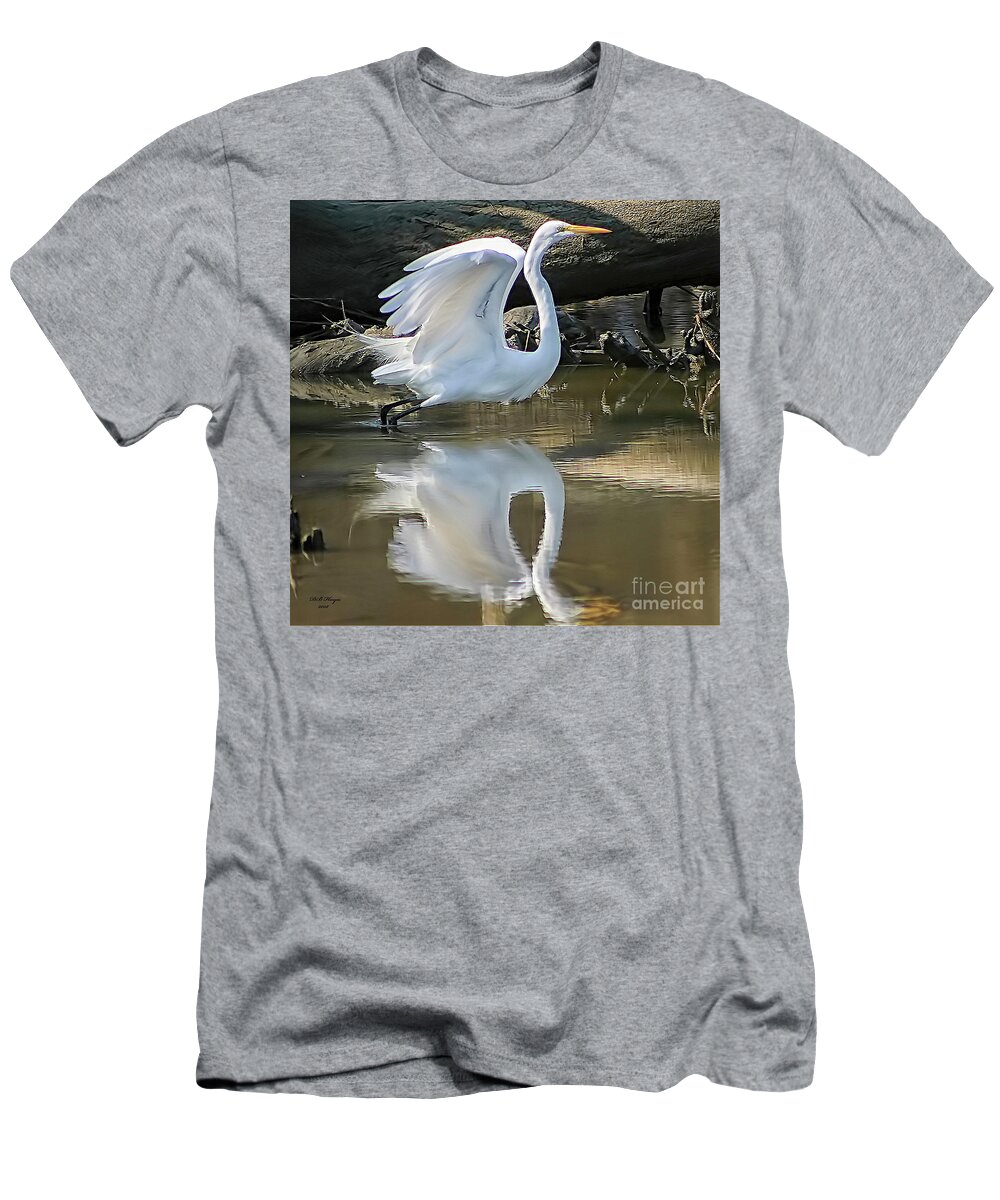 Egret T-Shirt featuring the photograph Great Egret Lifting Off by DB Hayes