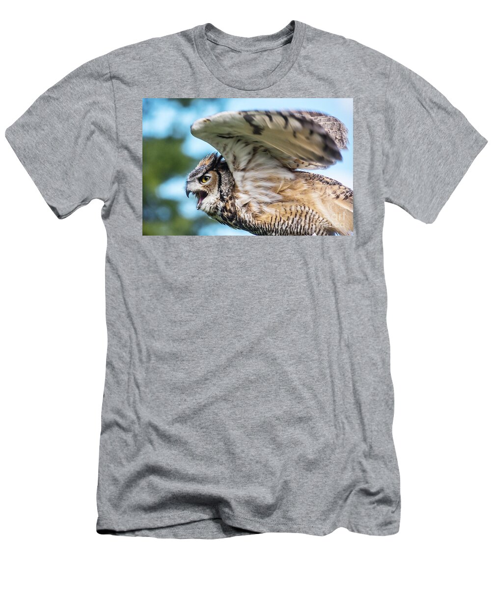 Great Horned Owl T-Shirt featuring the photograph Great Horned Owl-2486 by Steve Somerville