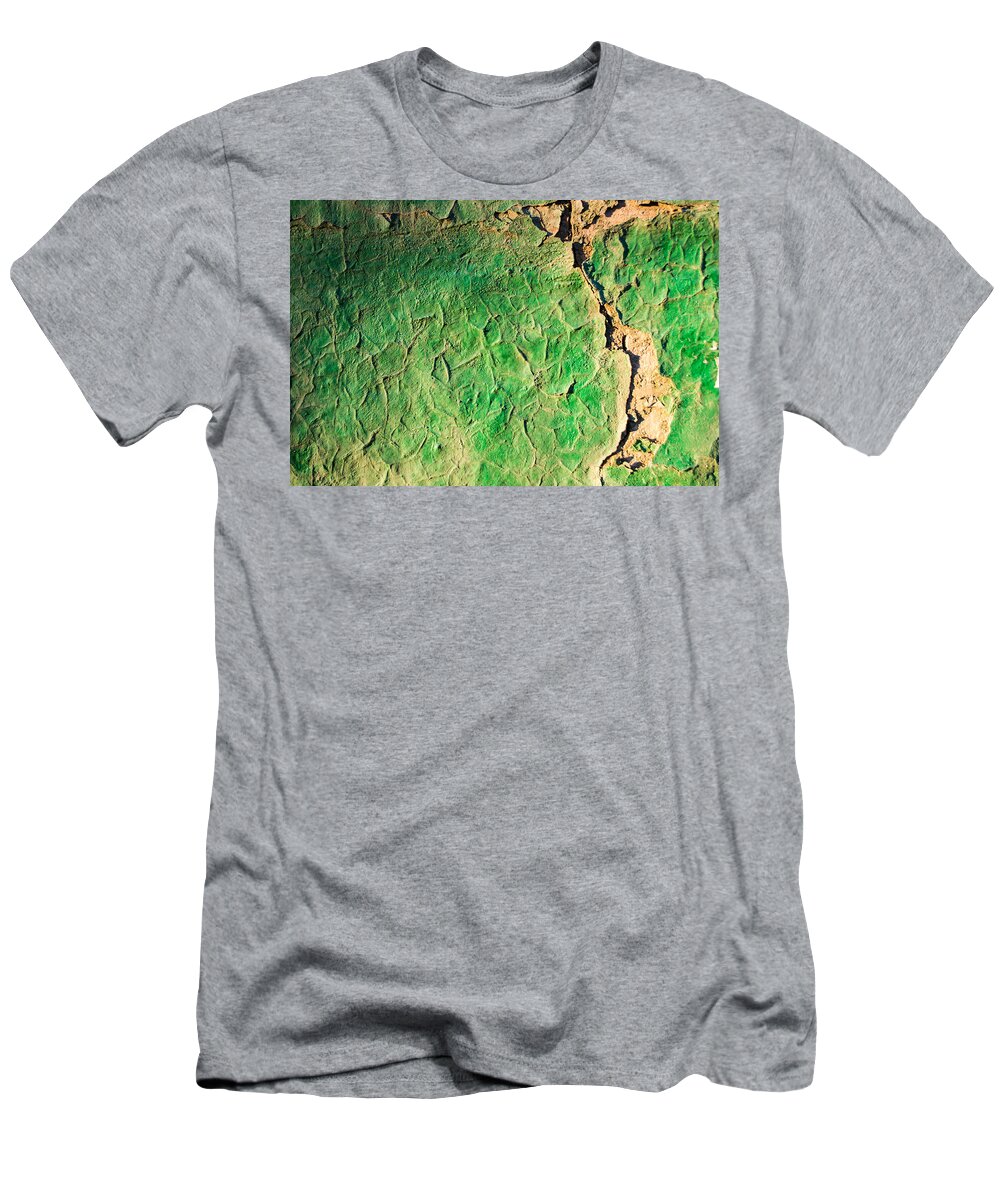 Abstract T-Shirt featuring the photograph Green Flaking Brickwork by John Williams