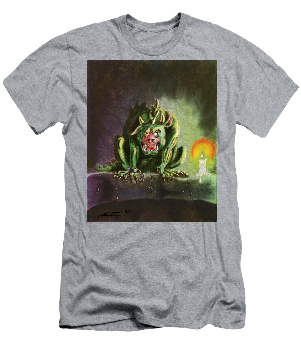  T-Shirt featuring the painting Green Monster by Dale Turner