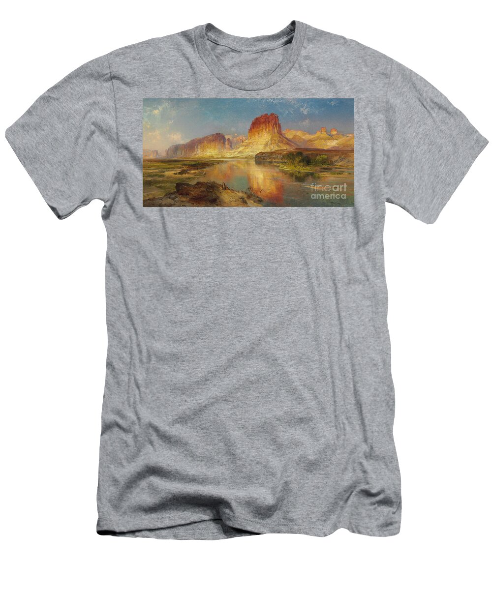 American Painting T-Shirt featuring the painting Green River of Wyoming by Thomas Moran