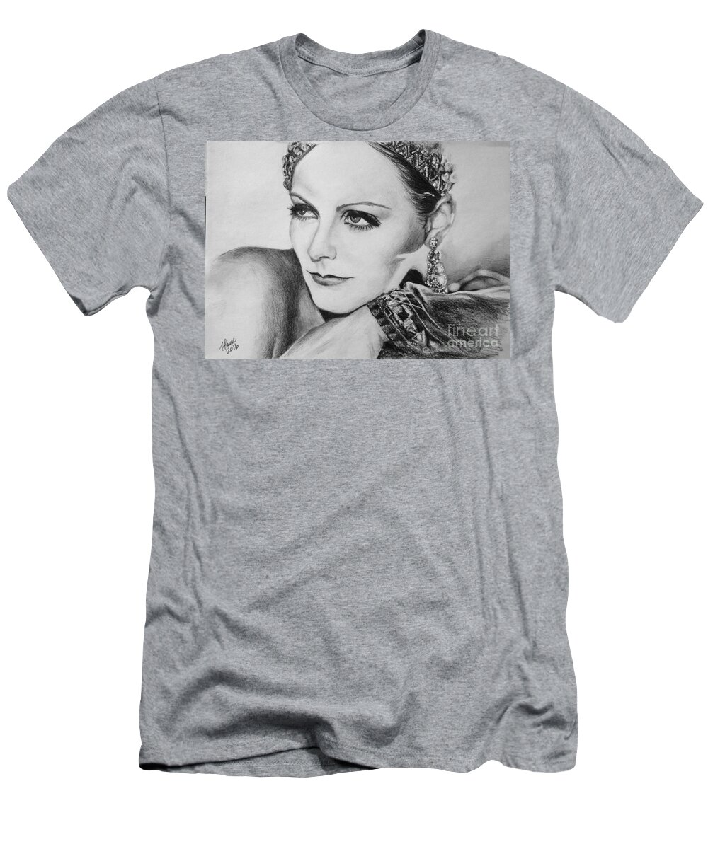 Greta Garbo T-Shirt featuring the drawing Greta Garbo by Elaine Berger