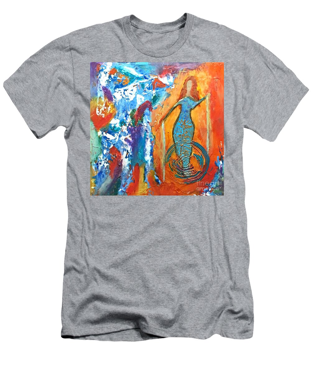 Abstract T-Shirt featuring the painting Guardian of Rainbow Light by Mary Mirabal