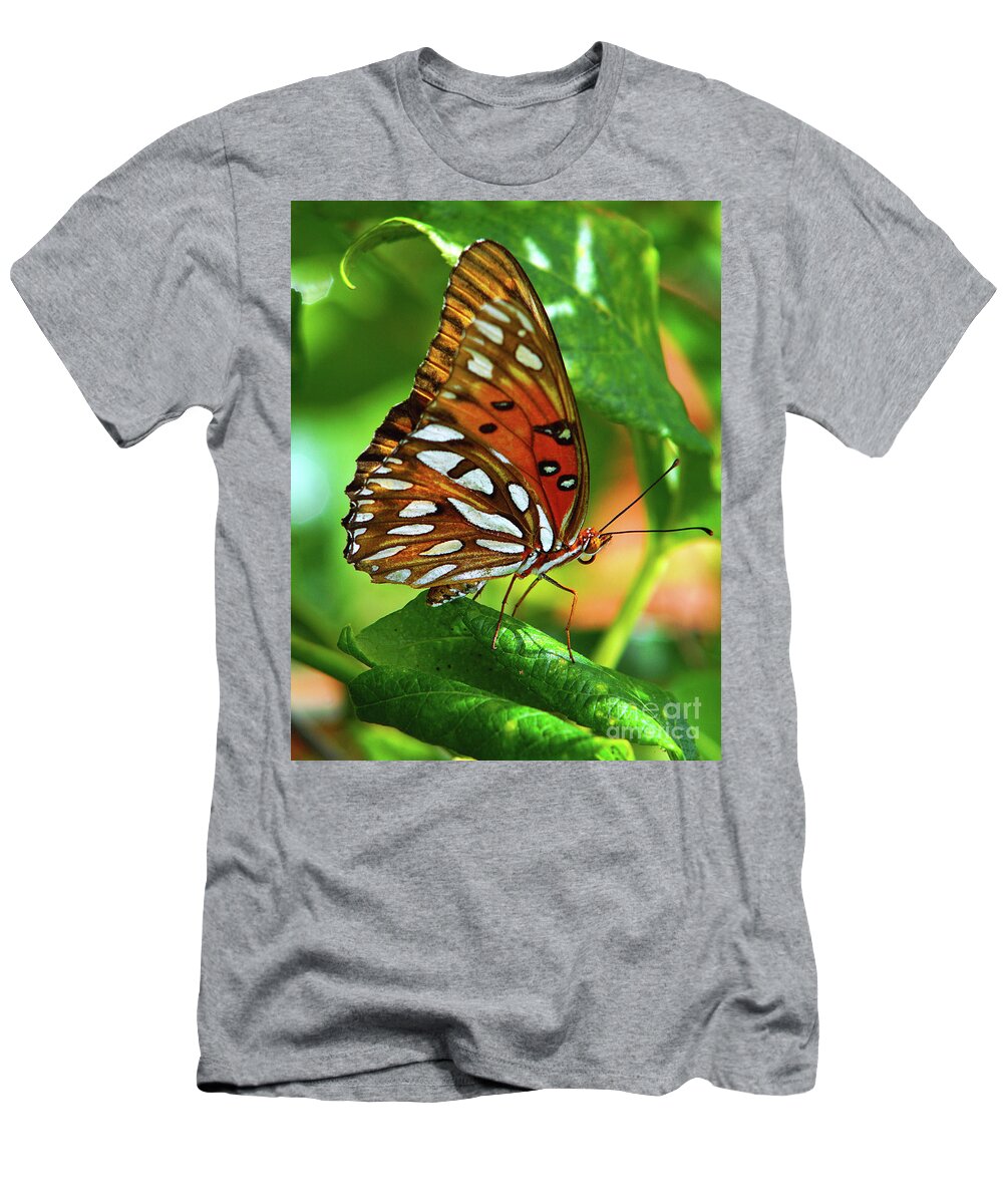 Butterfly T-Shirt featuring the photograph Gulf Fritillary by Larry Nieland