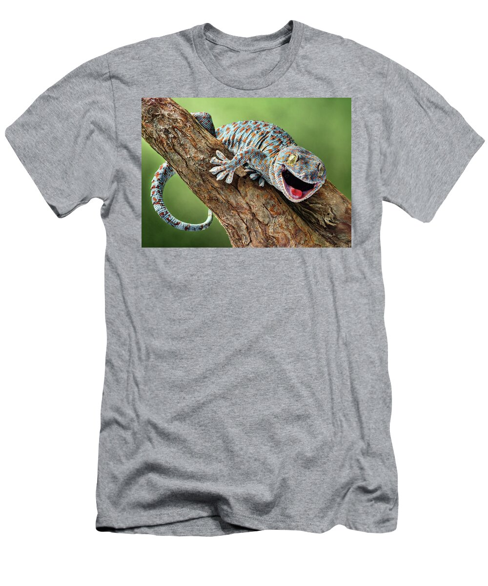 Gecko T-Shirt featuring the photograph Happy Gecko by Nikolyn McDonald