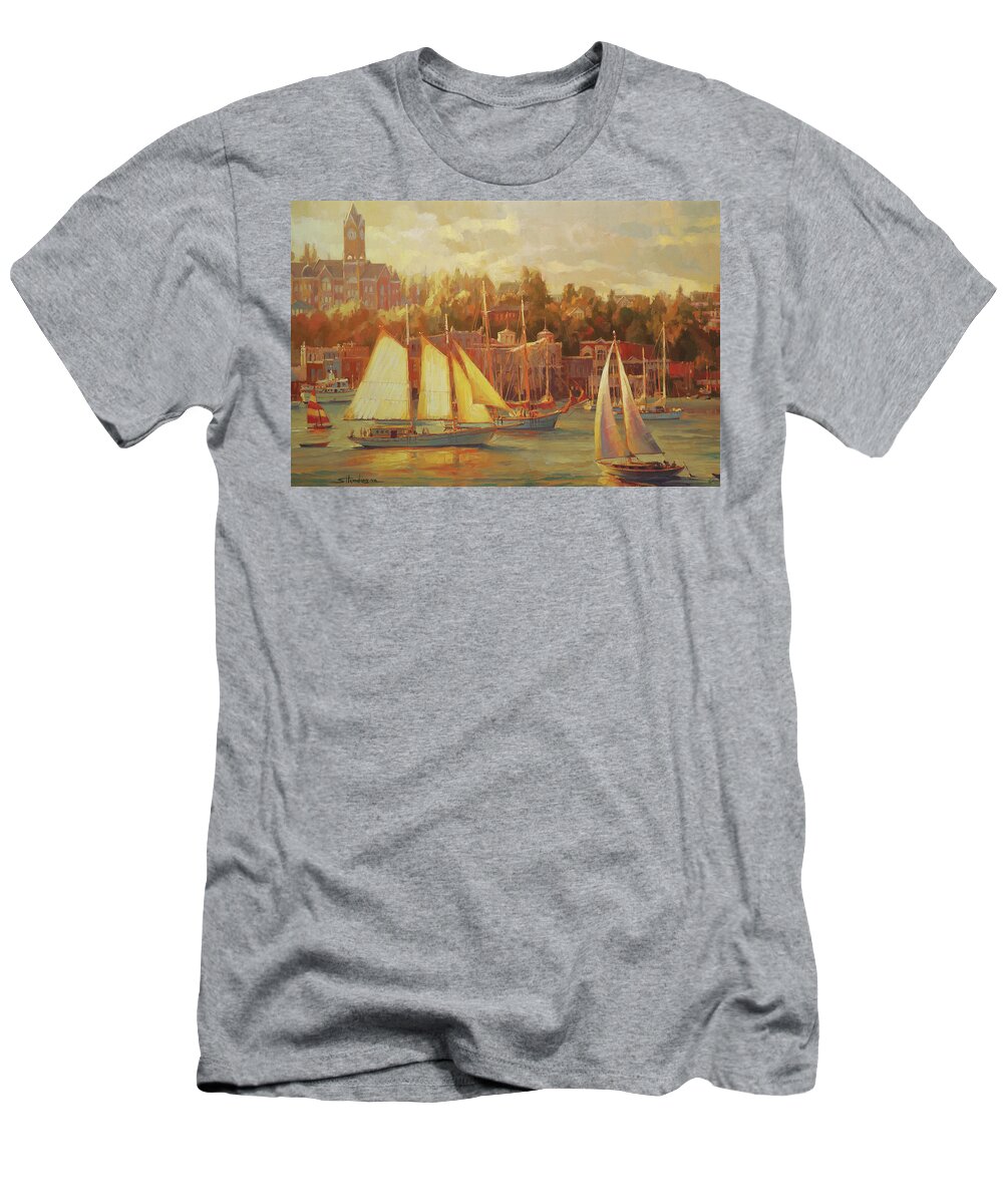 Nostalgia T-Shirt featuring the painting Harbor Faire by Steve Henderson