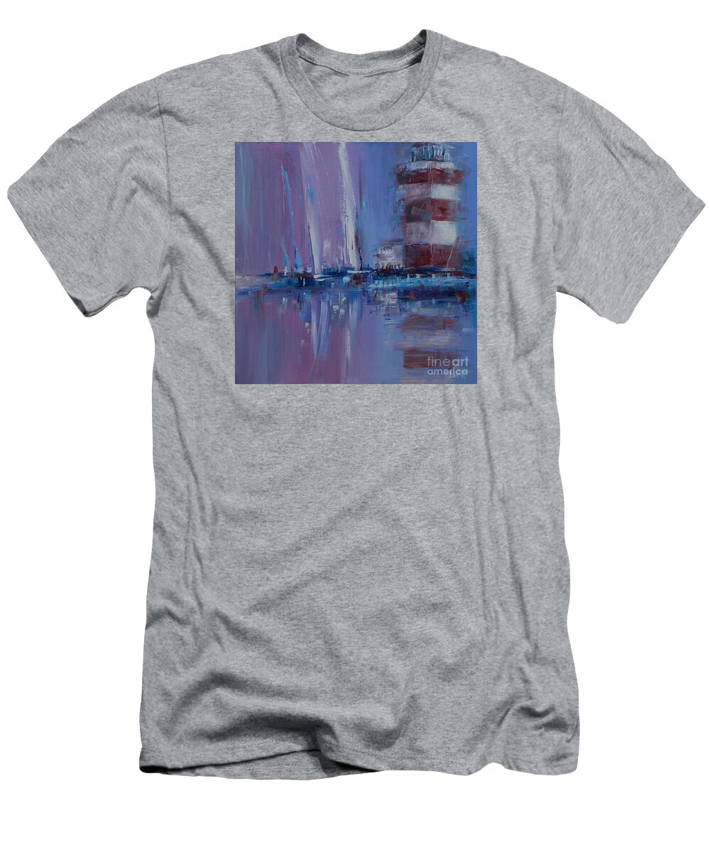 Harbor T-Shirt featuring the painting Harbour Town Sail by Dan Campbell