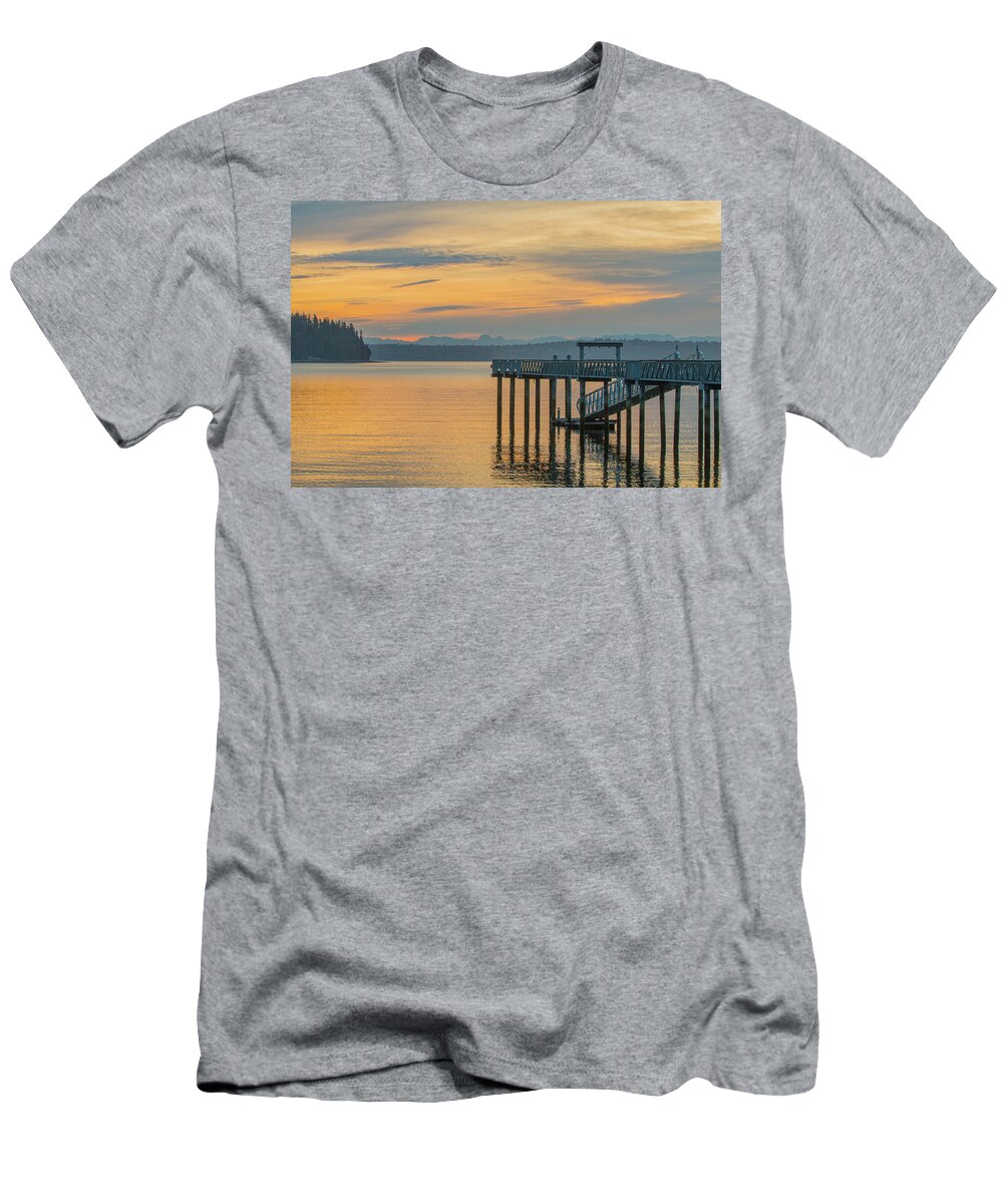Sunrise T-Shirt featuring the photograph #Harper Pier in the Morning Light by E Faithe Lester