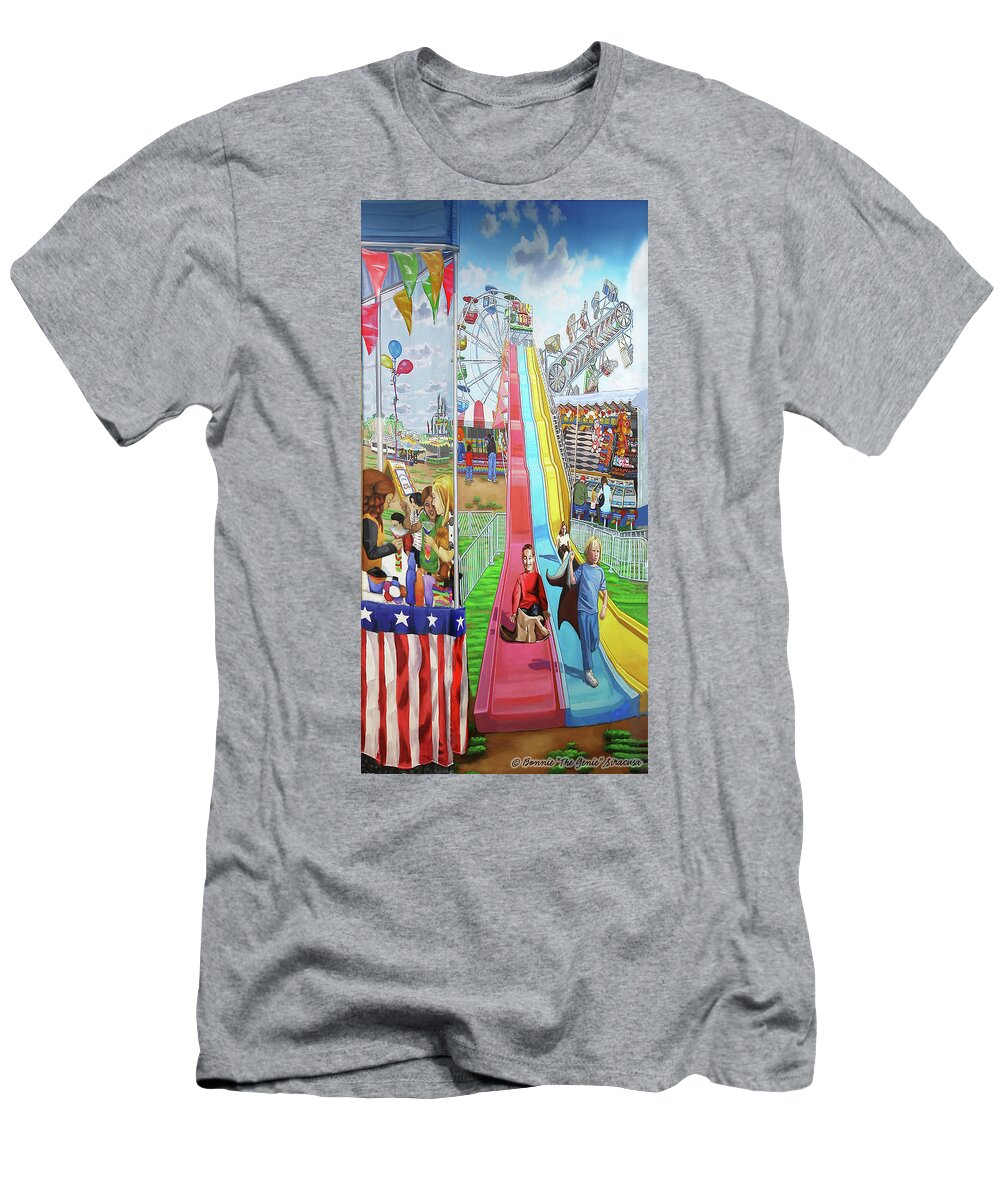 Hecksher Park Fair T-Shirt featuring the painting Hecksher Park Fair towel version by Bonnie Siracusa