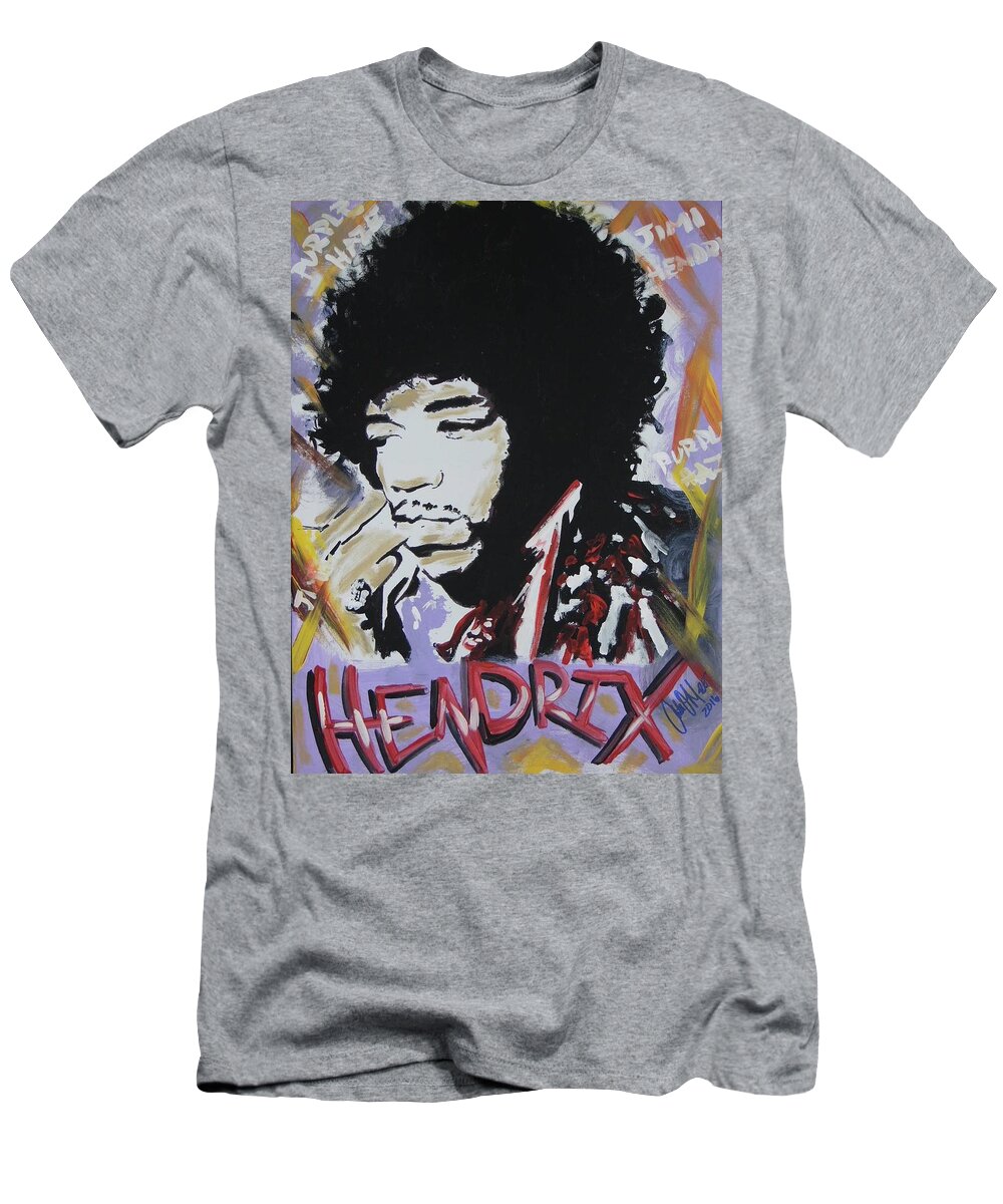 Jimi Hendrix T-Shirt featuring the painting Hendrix Thoughts by Antonio Moore