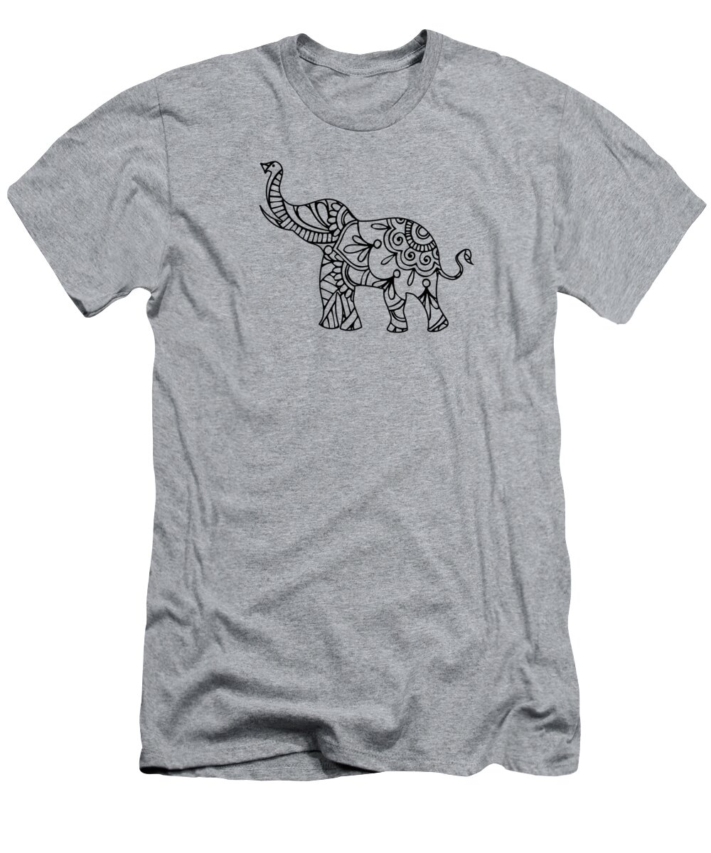 Henna T-Shirt featuring the digital art Henna Elephant 2 by Ricky Barnard