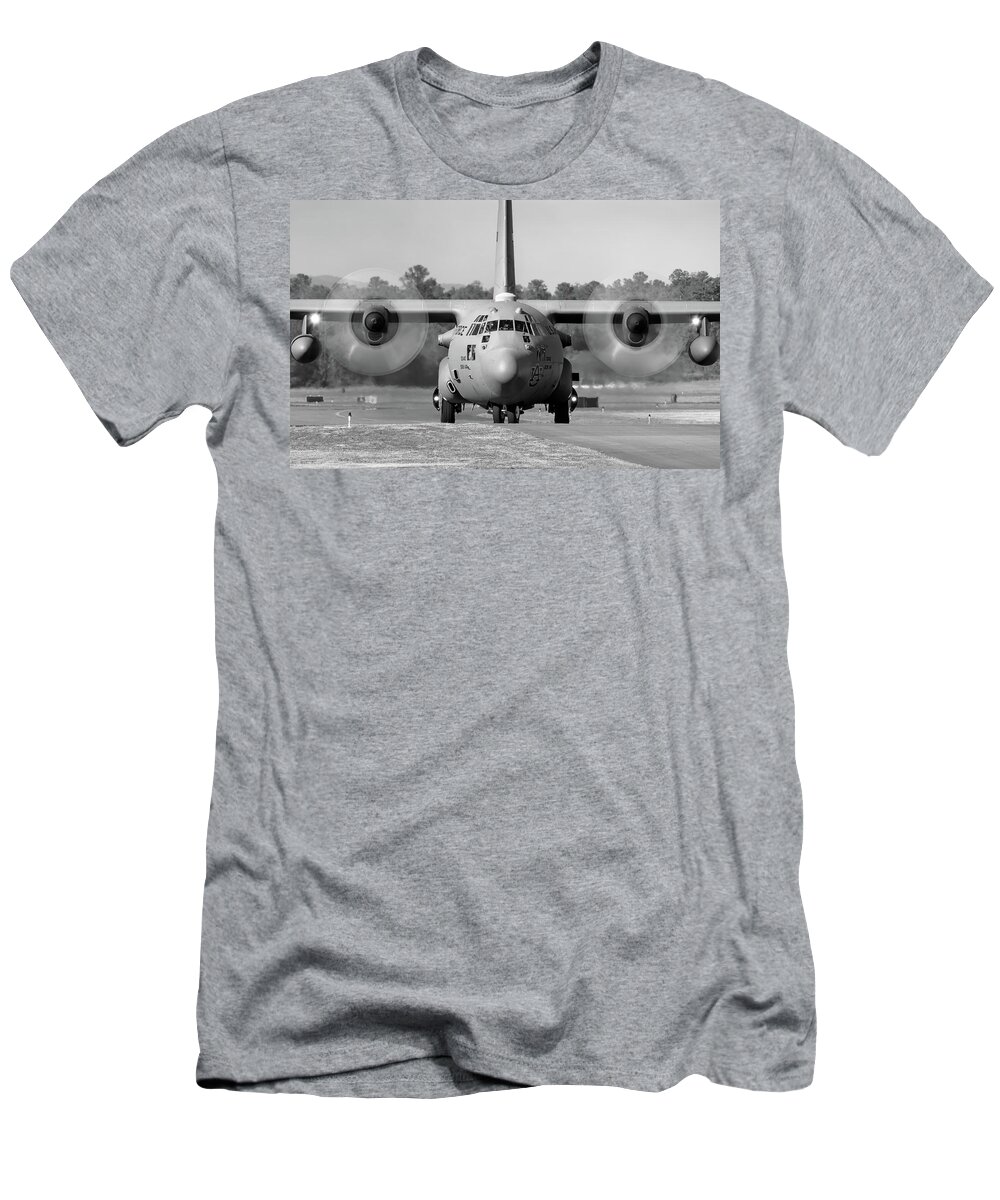 Aviation T-Shirt featuring the photograph Hercules in Black and White by Chris Buff