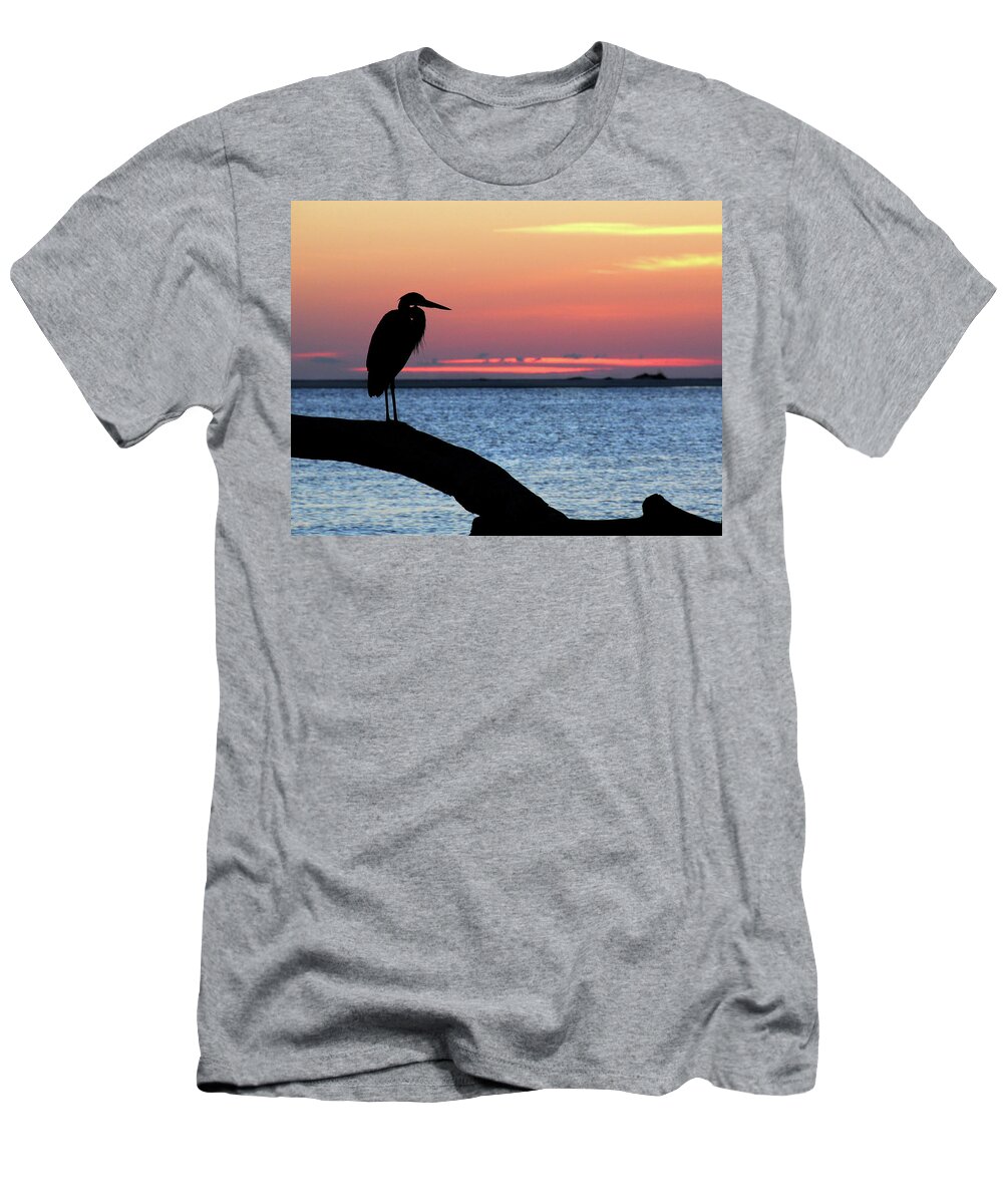 Heron T-Shirt featuring the photograph Heron at Datbreak by Ted Keller