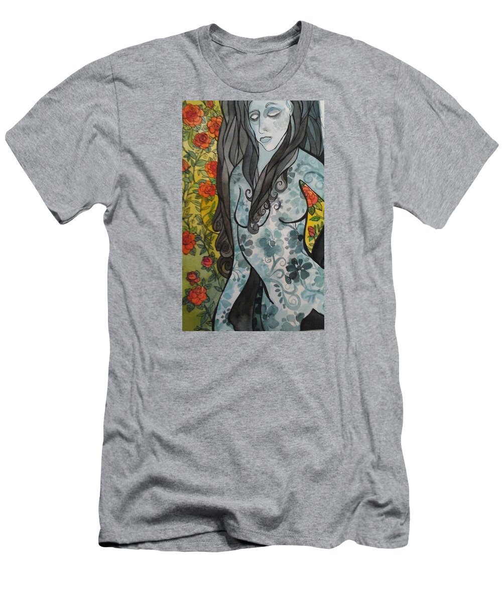 Flowers T-Shirt featuring the painting Hesitation by Claudia Cole Meek