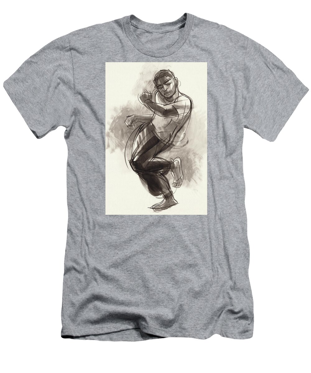 Male Dancer T-Shirt featuring the painting Hiphop Dancer 2 by Judith Kunzle