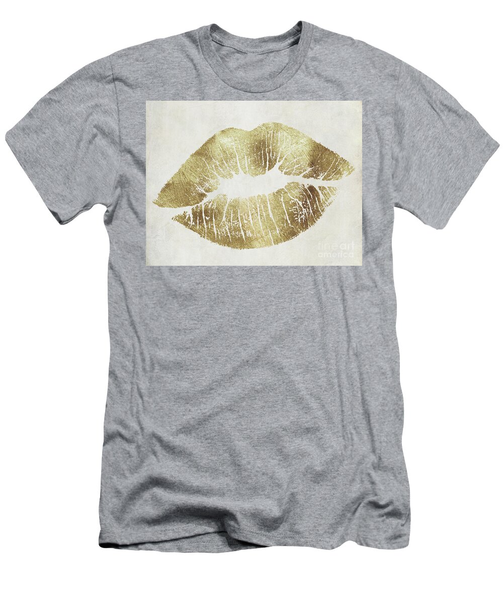 Kiss T-Shirt featuring the painting Hollywood Kiss Gold by Mindy Sommers