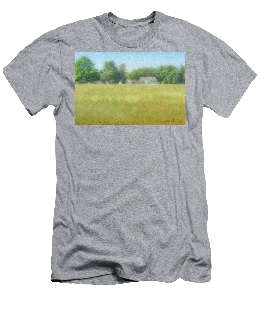 Holy Cross T-Shirt featuring the painting Holy Cross Retreat House at Stonehill College by Bill McEntee