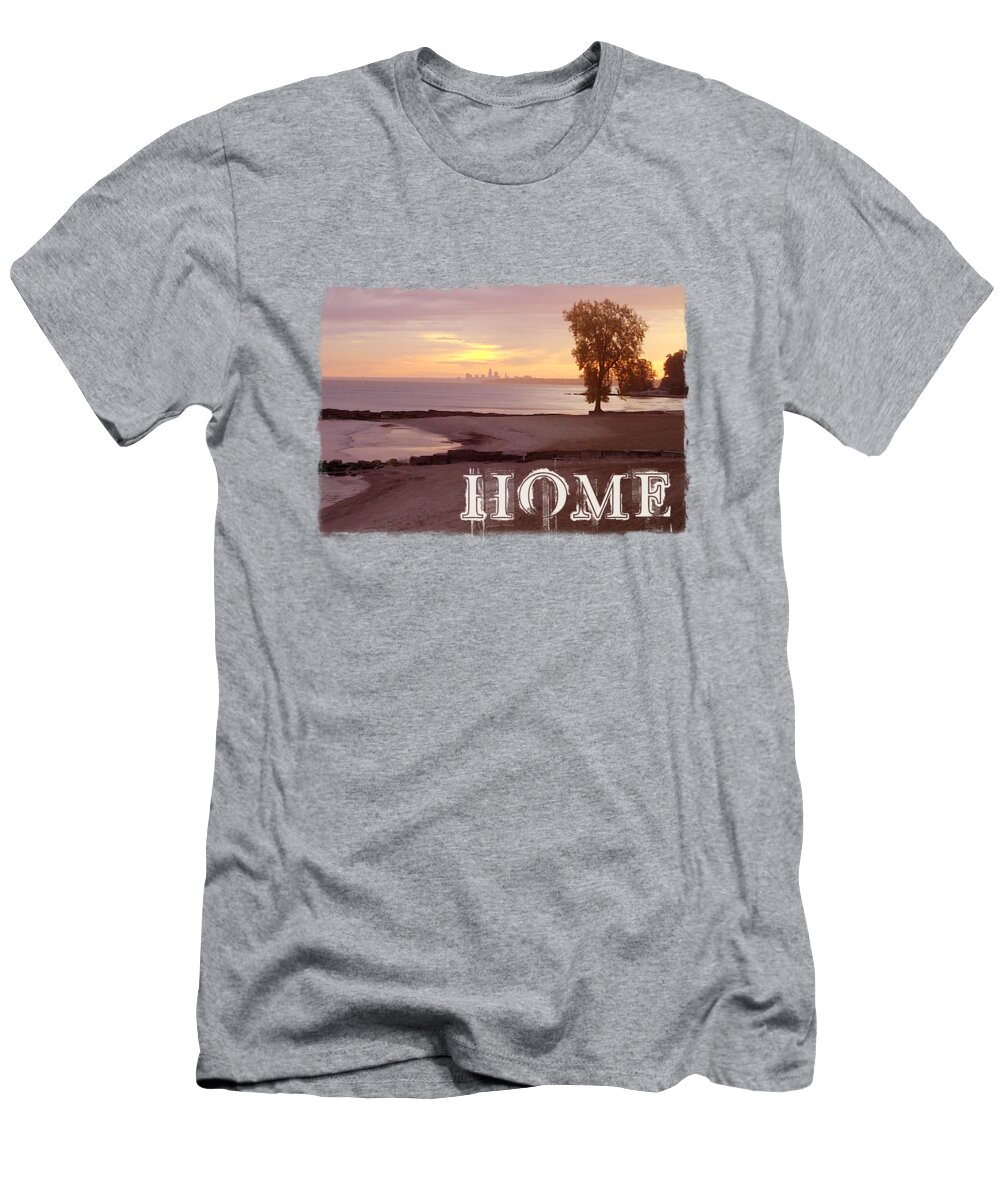 Lake Erie Bay Village Ohio Huntington Beach Sunset. T-Shirt featuring the digital art Home1 by Ddsl