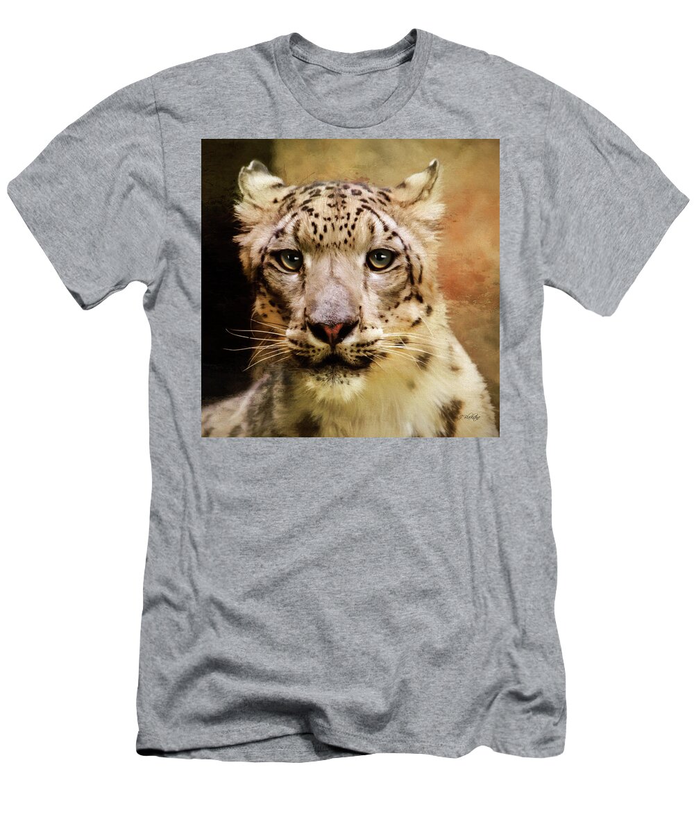 Hope For Tomorrow T-Shirt featuring the painting Hope For Tomorrow - Snow Leopard Art by Jordan Blackstone