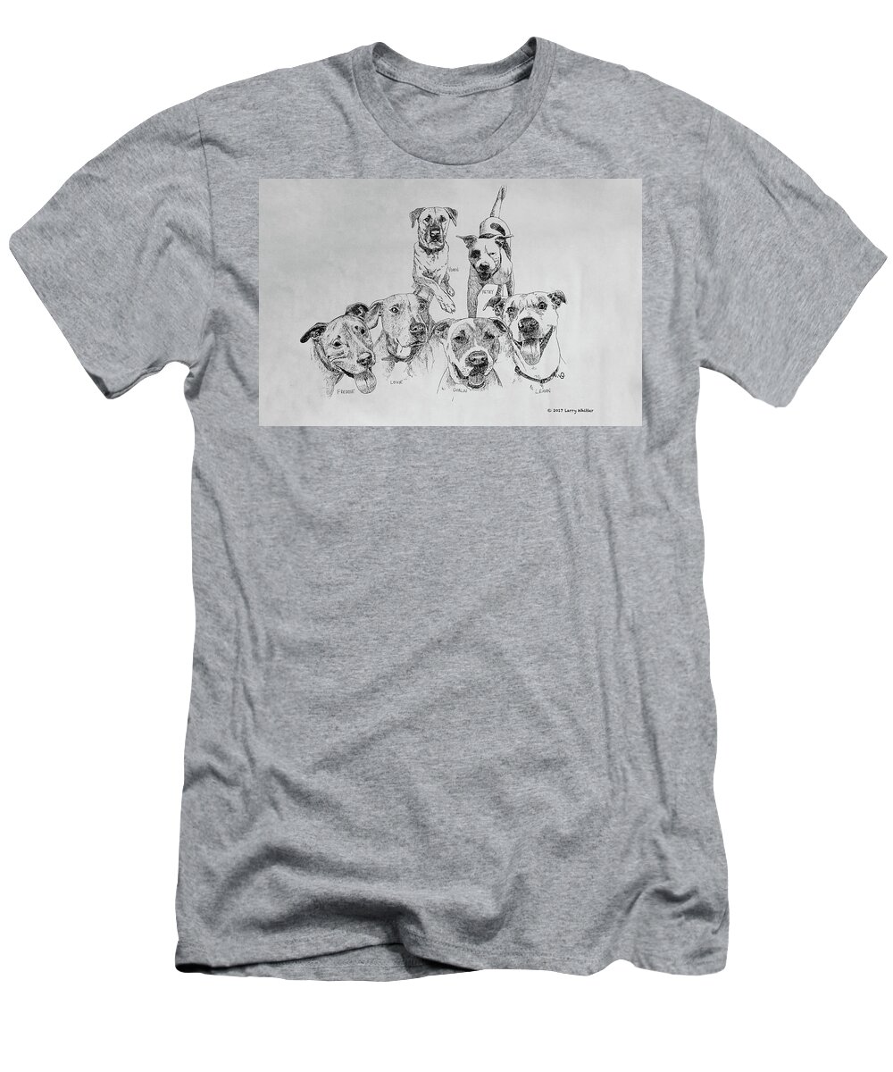 Dogs T-Shirt featuring the drawing Humane Society Gang by Larry Whitler