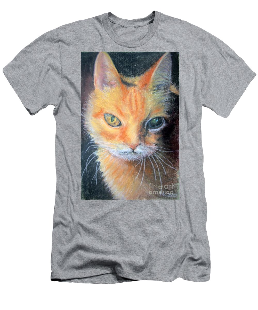 Feline T-Shirt featuring the pastel I Can't Get You Out of My Mind Rusty by Antonia Citrino