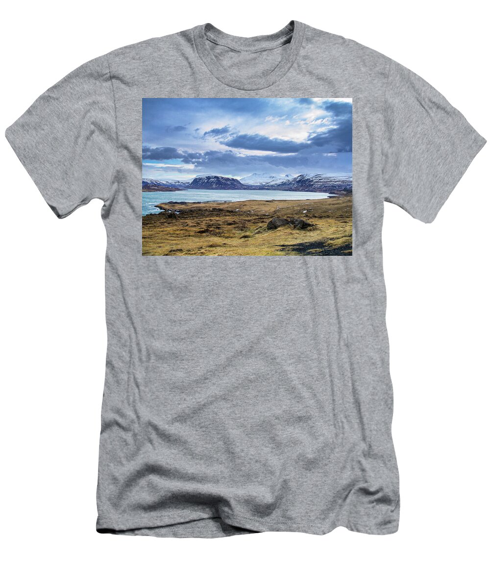 Hvalfjörður T-Shirt featuring the photograph Icelandic Blues by Geoff Smith