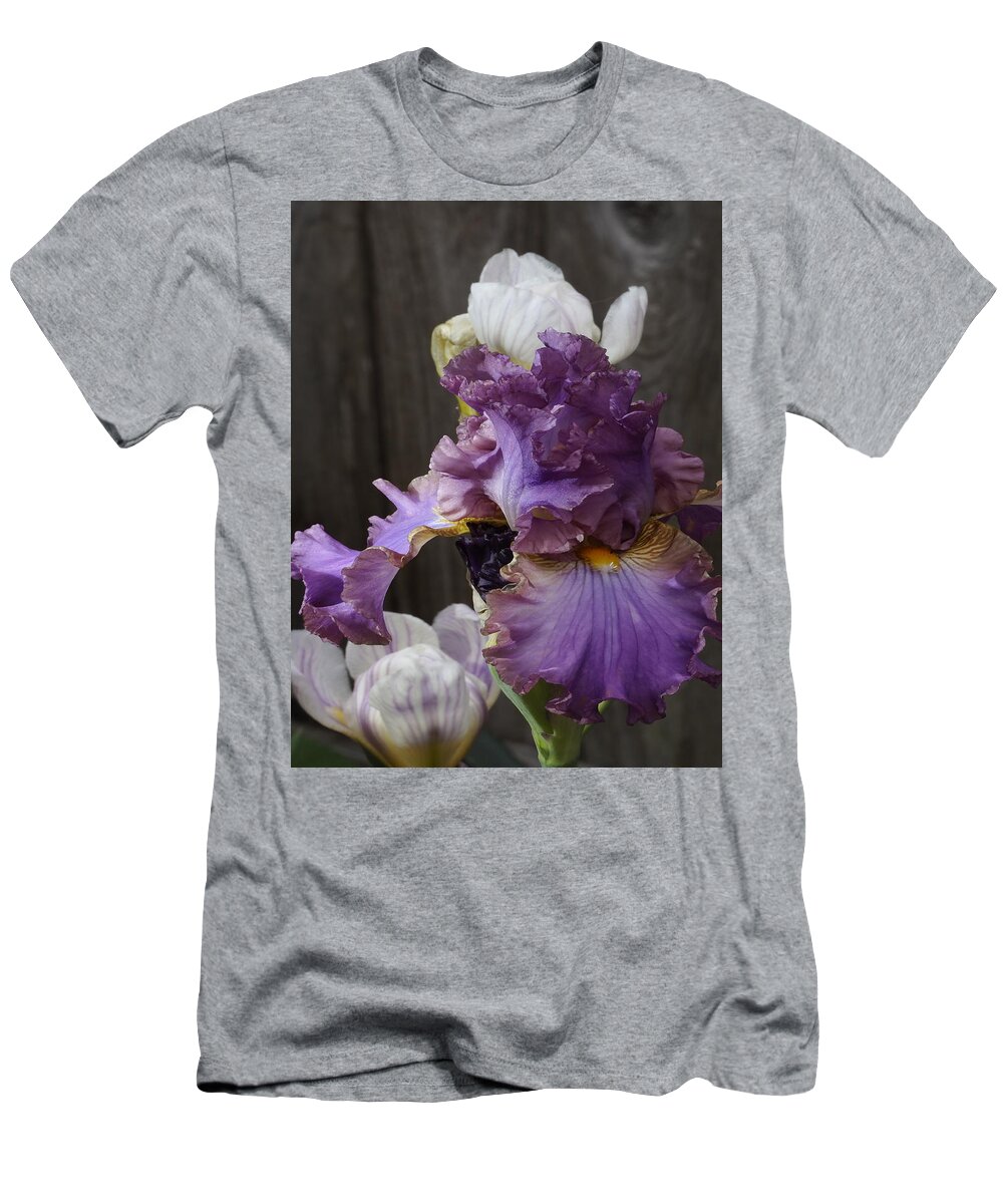 Botanical T-Shirt featuring the photograph Icing on Lavender Iris by Richard Thomas