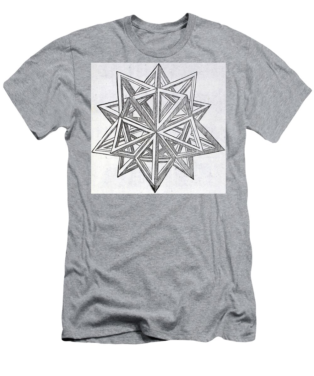 Shape T-Shirt featuring the drawing Icosaedron elevatum vacuum by Leonardo Da Vinci