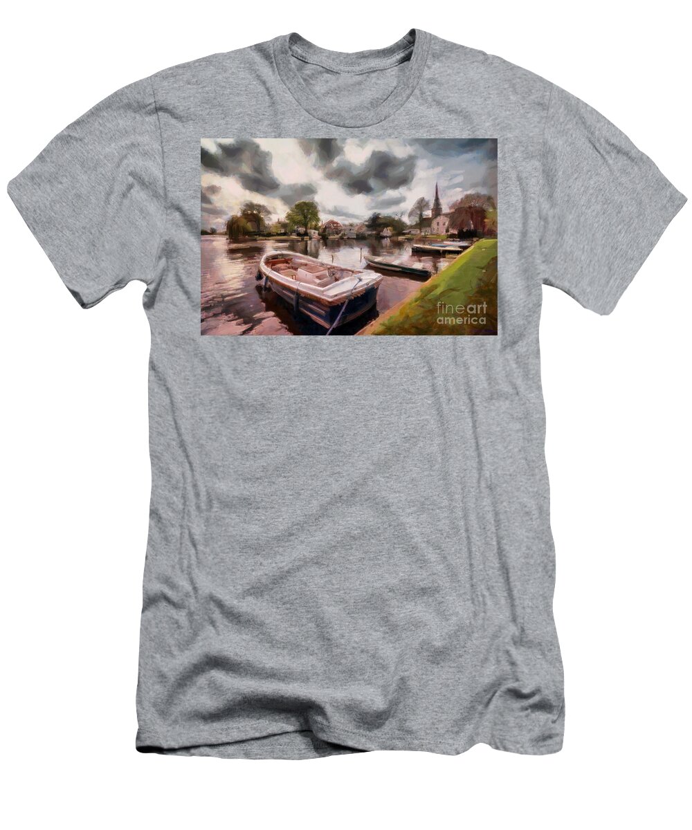 Broek In Waterland T-Shirt featuring the digital art Idyllic Broek in Waterland by Eva Lechner