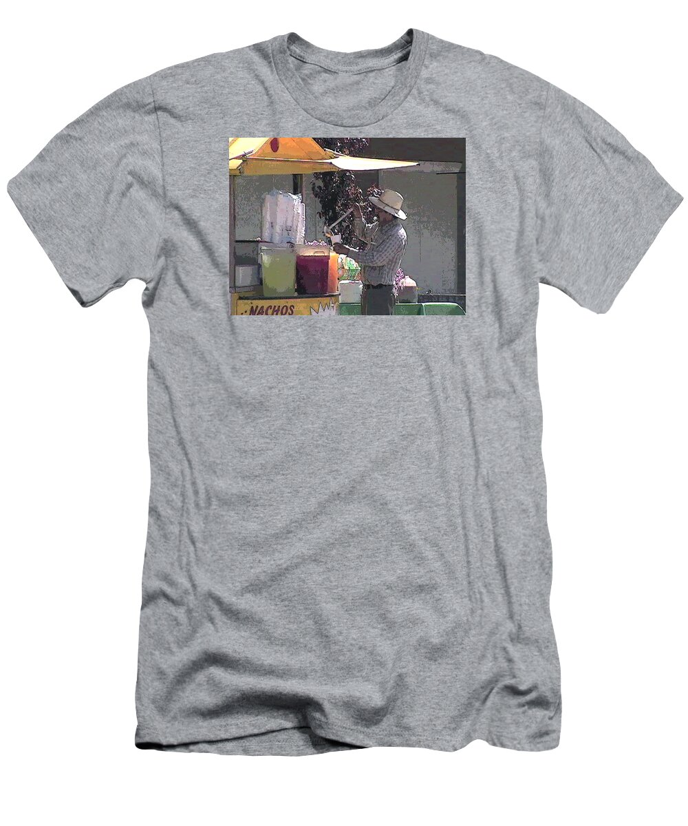 Downtown Fresno T-Shirt featuring the painting I'll Take A Large Please by Gail Daley