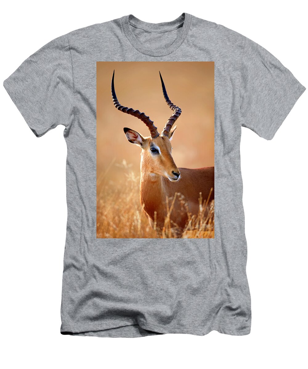 Impala T-Shirt featuring the photograph Impala male portrait by Johan Swanepoel