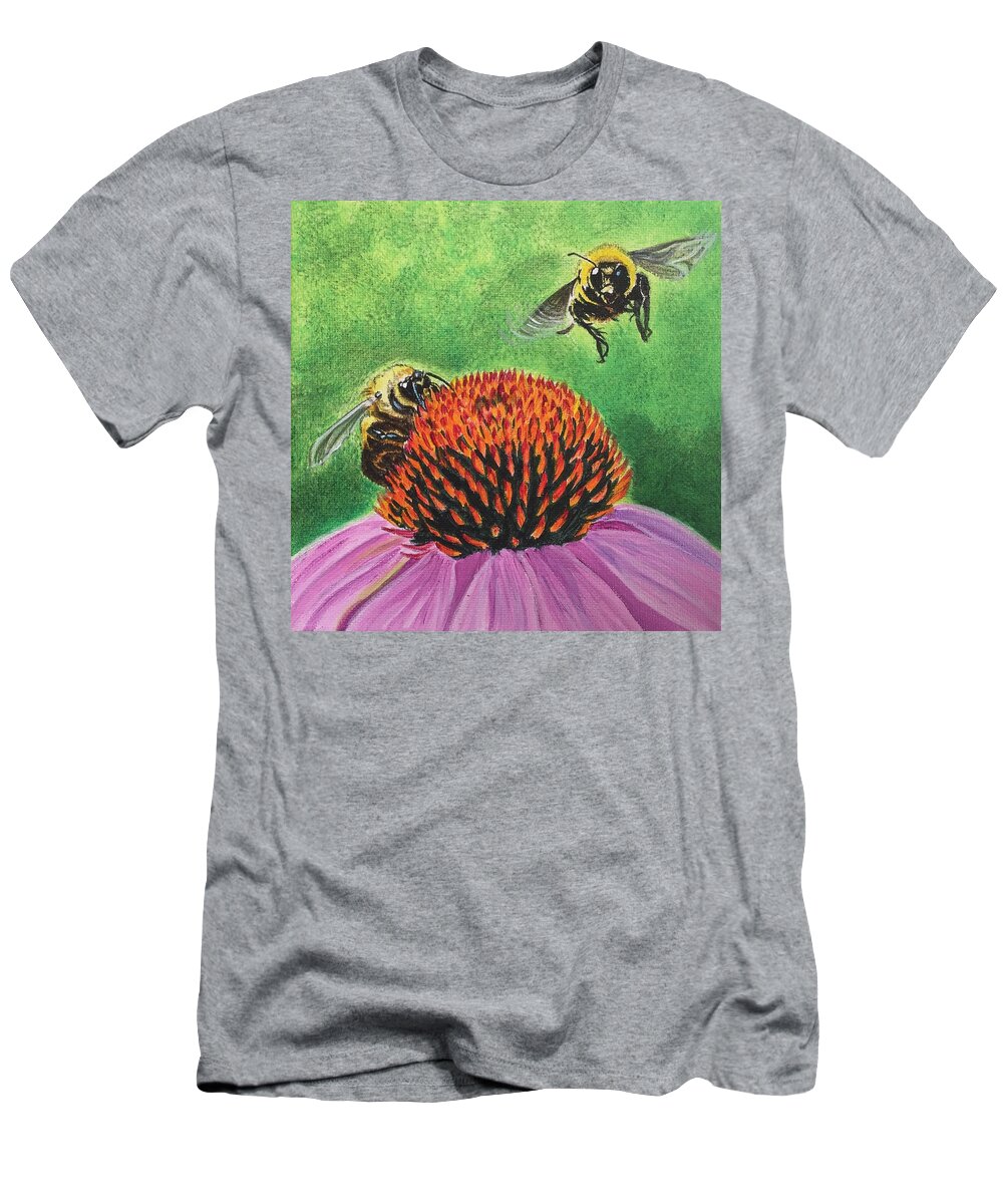 Bee T-Shirt featuring the painting Incoming by Sonja Jones