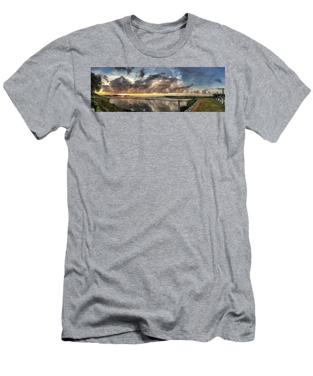 Sunrise Prints T-Shirt featuring the photograph Inlet Sunrise Panorama by Phil Mancuso
