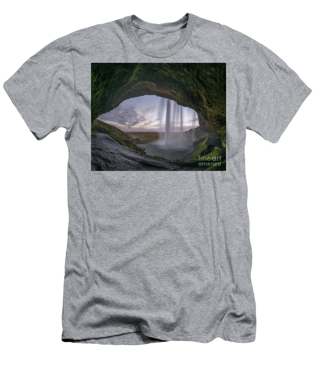 Iceland T-Shirt featuring the photograph Inside Seljalandsfoss by Michael Ver Sprill