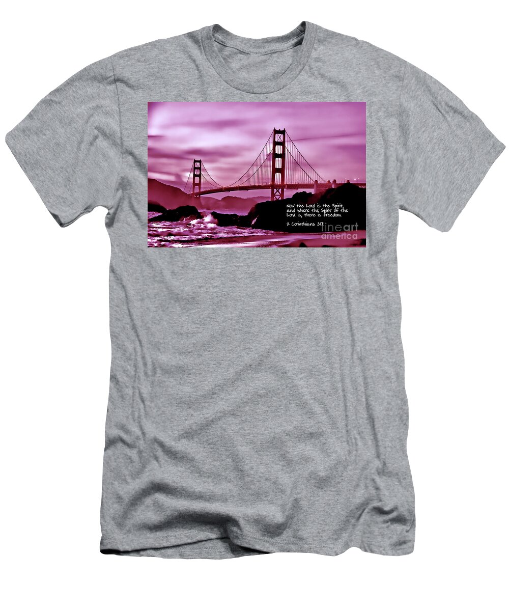  Golden Gate Bridge T-Shirt featuring the photograph Inspirational - Nightfall at the Golden Gate by Mark Madere