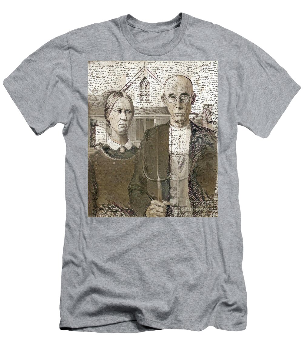 Wife T-Shirt featuring the digital art Inspired by American Gothic by Amy Cicconi