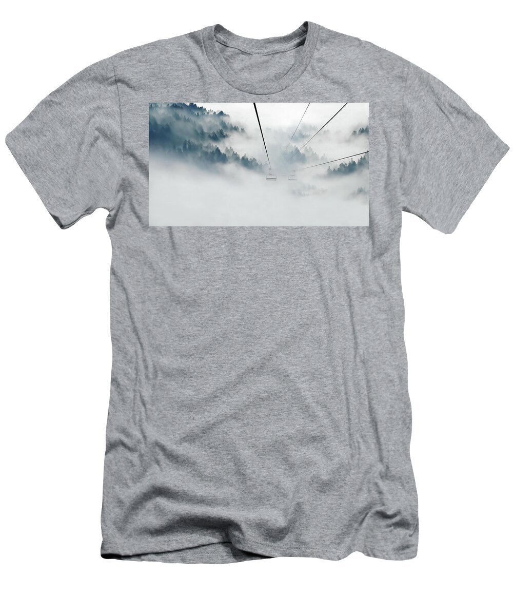 Skiing T-Shirt featuring the photograph Into the Abyss by Andrea Kollo